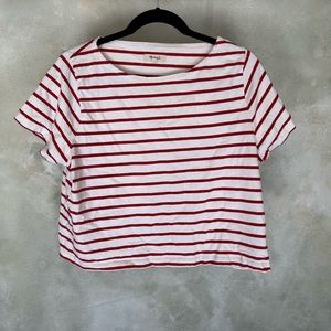 Madewell red and white striped crop top